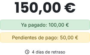 Resumen de una factura pagada en parte.