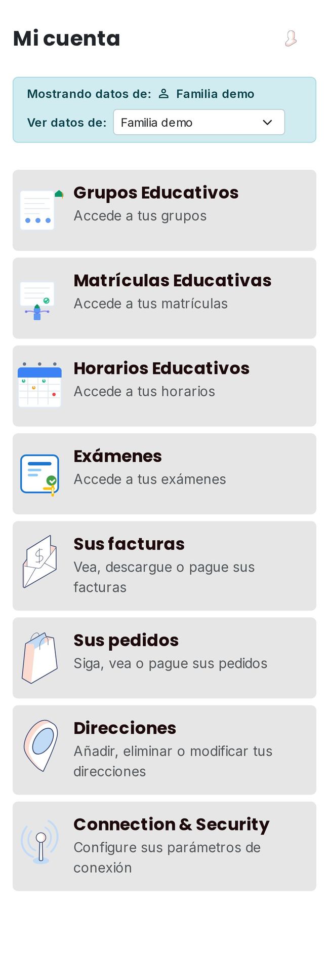 Mi cuenta de una familia con dos alumnos. (móvil)