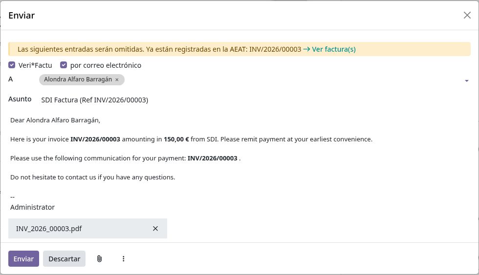 Asistente de envío: correo electrónico y Veri*Factu.