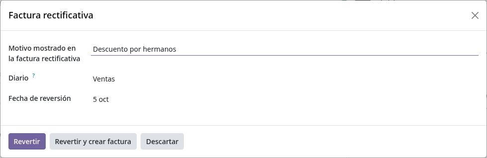 Asistente de factura rectificativa.